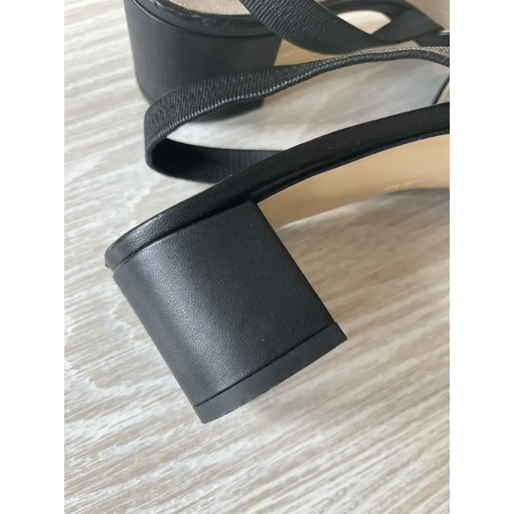 Amalfi by Rangoni Firenze Black Leather Slingback Block Heels, Size 10, MP $165